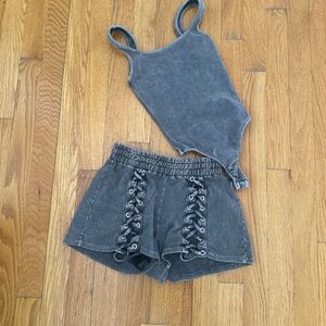 Zara Charcoal Elastic Waist Shorts